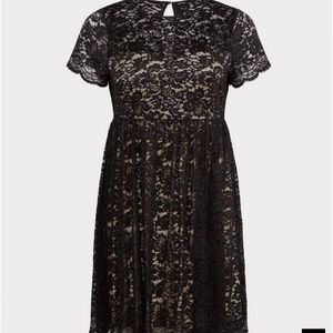 Torrid illusion neck lace skater dress